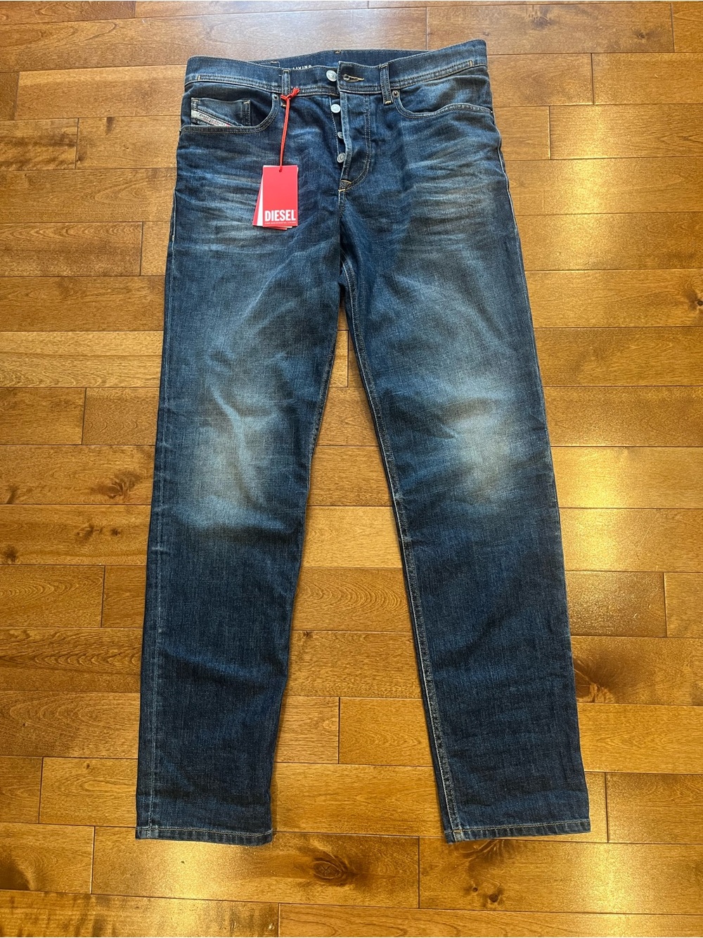 NWT Diesel Men's Blue Washed Slim Straight Jeans